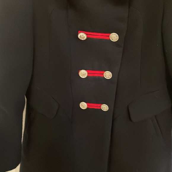 ROTHSCHILD Coat Navy Red Double Breasted Gold Buttons Pockets Lined EC! Sz 7/8 - Picture 5 of 13